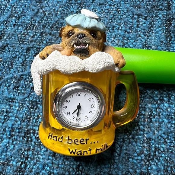 Zelda Wisdom 2006 Had Beer Want Milk Mini Clock Bulldog Figurine - Picture 2 of 10